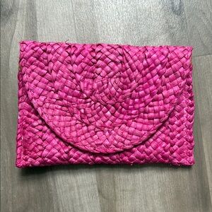 Shiraleah Pink Woven Clutch with Intricate Design